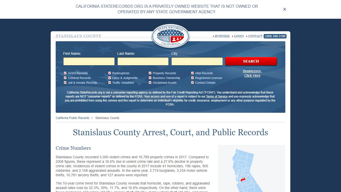 Stanislaus County Arrest, Court, and Public Records